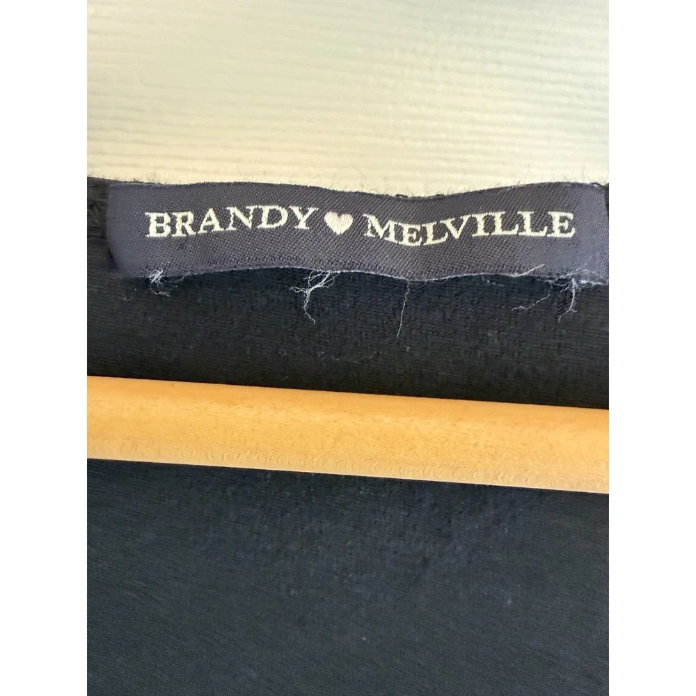 Brandy Melville Wrap Top Women One Size Black Tie Front Sleeveless Deep V-Neck